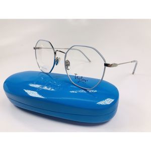 NEW Taylor Eyes Blue & Silver Hexagon MAREN Eyeglasses 51mm with Case
